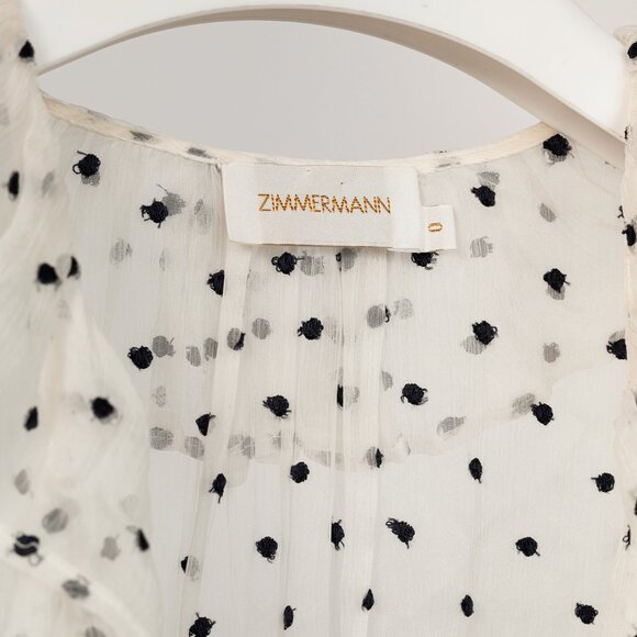 Zimmermann Adorn White Polka-Dot Silk Ruffle Wrap Dress - Picture 8 of 10